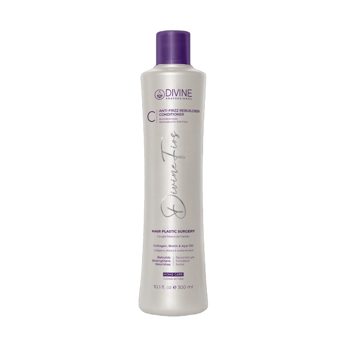 Acondicionador Reconstructor Anti-Frizz Divine Professional 300 ml con colágeno, biotina y aceite de açaí